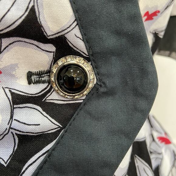 Vintage 80s Jessica Howard Black & Red Floral Peplum Statement Jacket size 8 - Picture 9 of 12